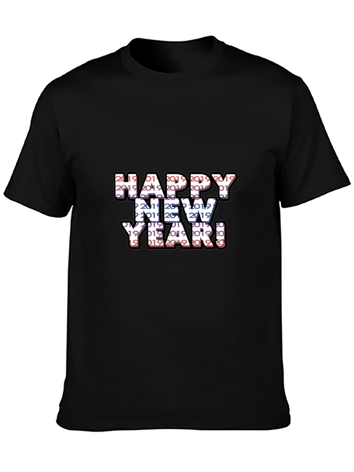 Camiseta Negra Feliz Año Nuevo 2019 2020