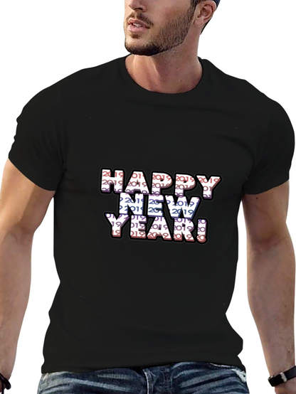 Camiseta Negra Feliz Año Nuevo 2019 2020