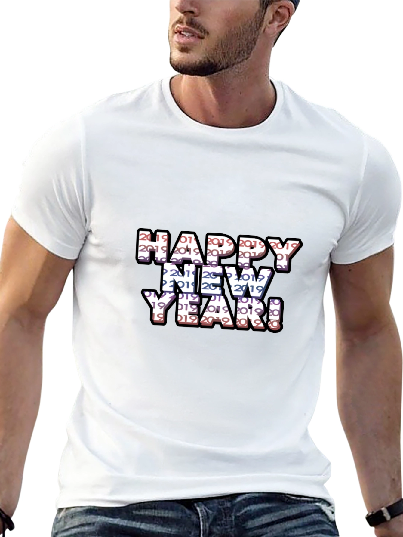 Camiseta Negra Feliz Año Nuevo 2019 2020