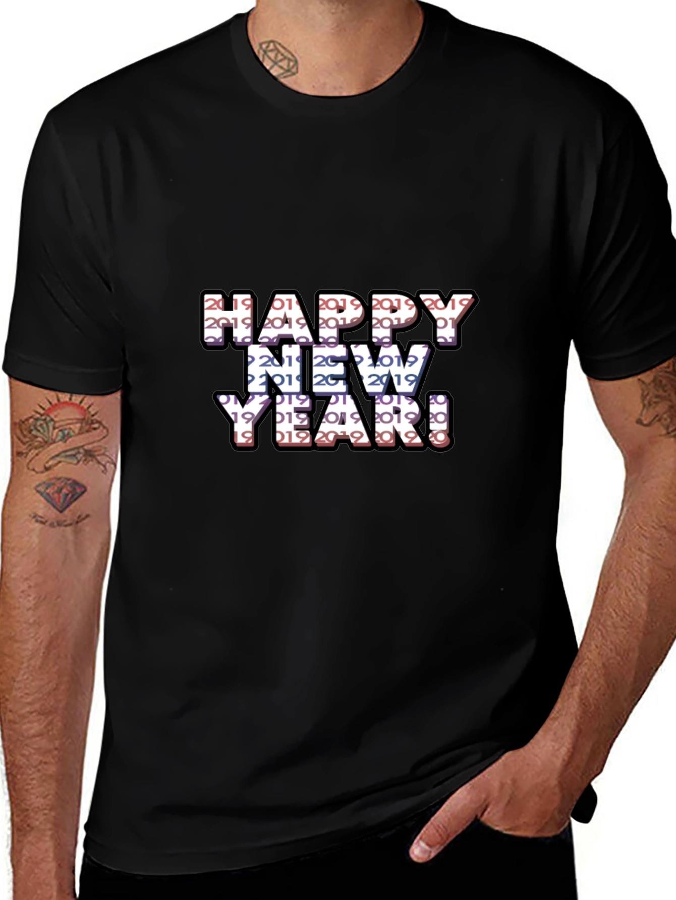 Camiseta Negra Feliz Año Nuevo 2019 2020
