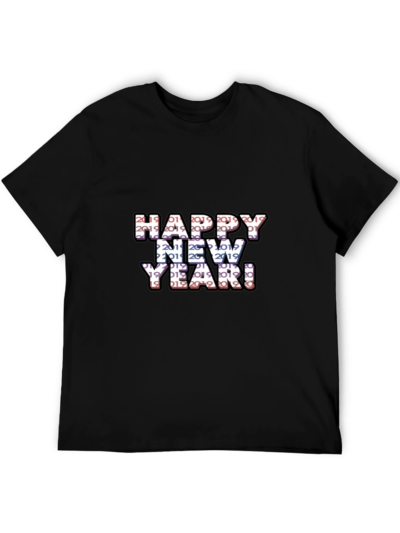 Camiseta Negra Feliz Año Nuevo 2019 2020