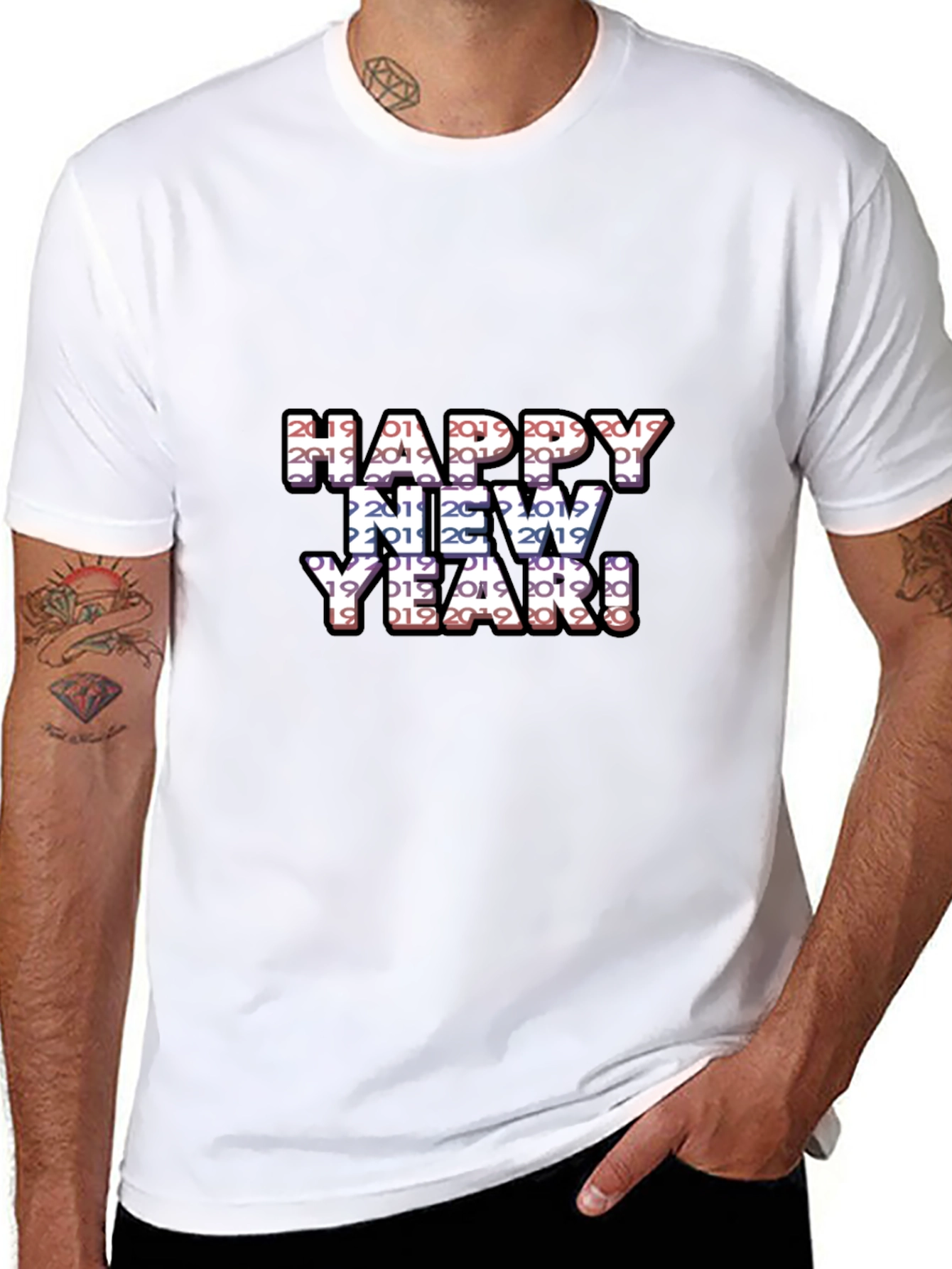 Camiseta Negra Feliz Año Nuevo 2019 2020