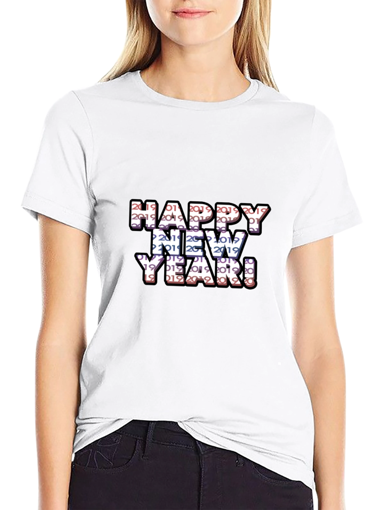 Camiseta Negra Feliz Año Nuevo 2019 2020
