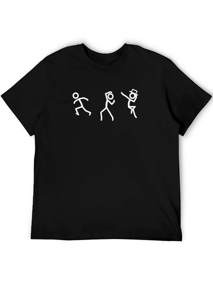 Camiseta Negra con Diseño de Figuras Stick