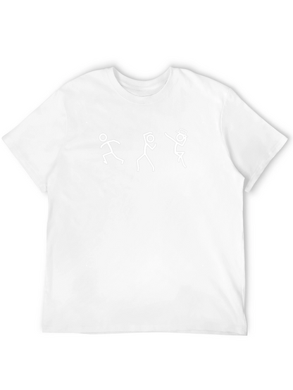 Camiseta Negra con Diseño de Figuras Stick
