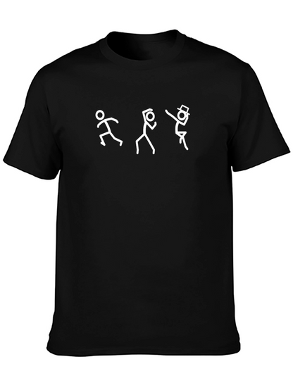 Camiseta Negra con Diseño de Figuras Stick