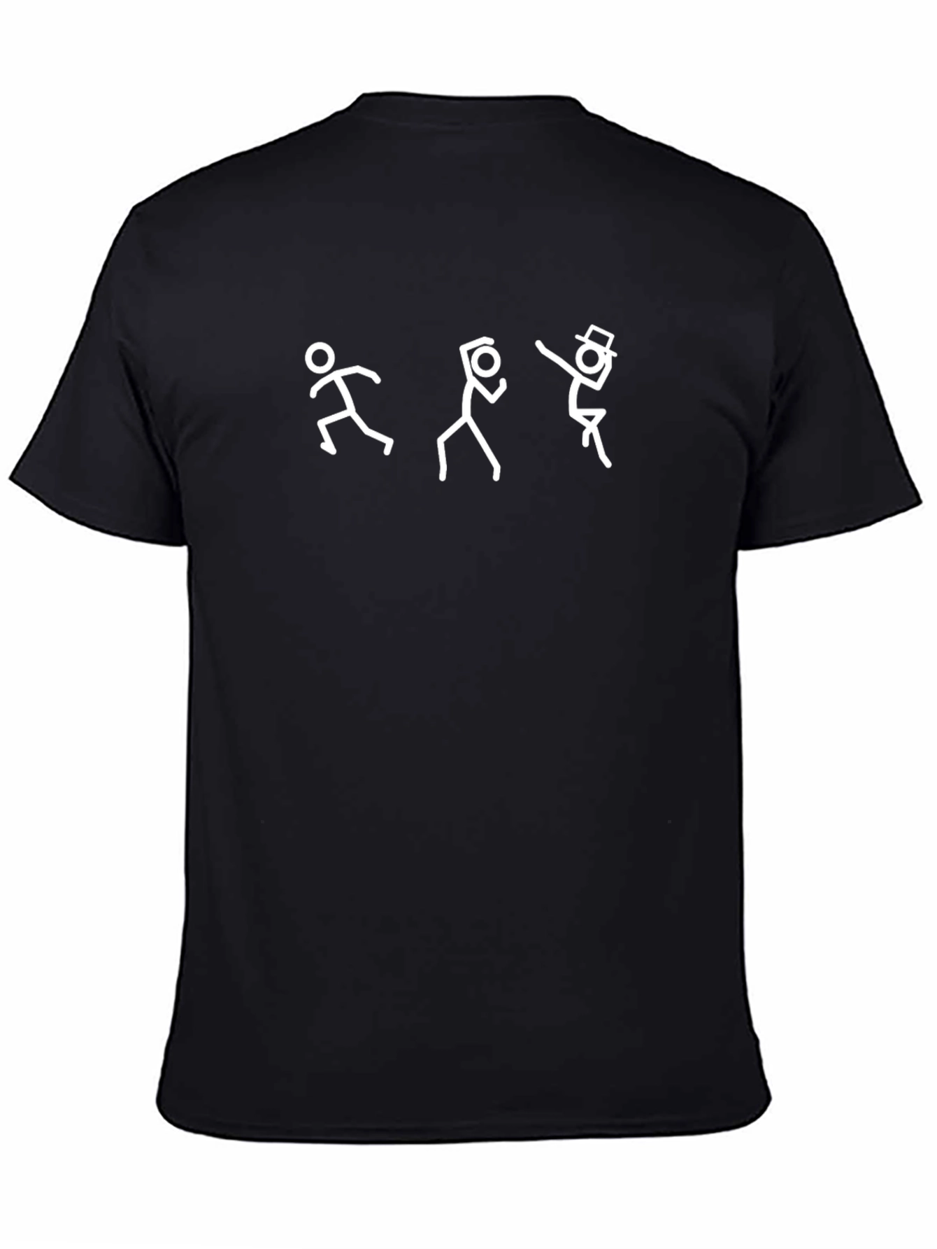 Camiseta Negra con Diseño de Figuras Stick