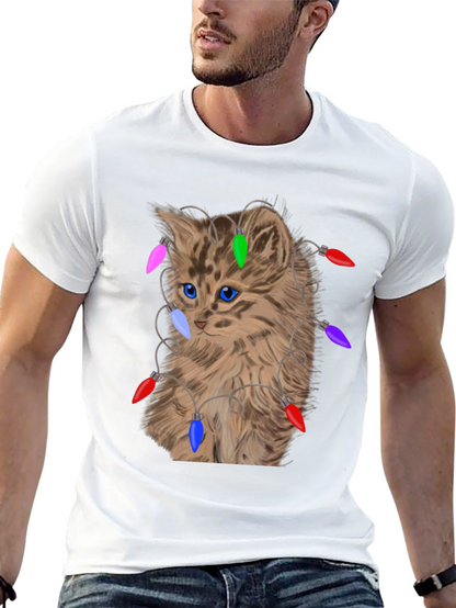 Camiseta Gato Navideño con Luces