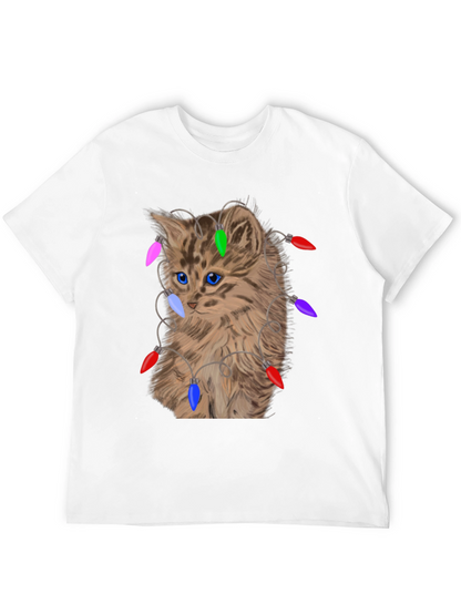 Camiseta Gato Navideño con Luces