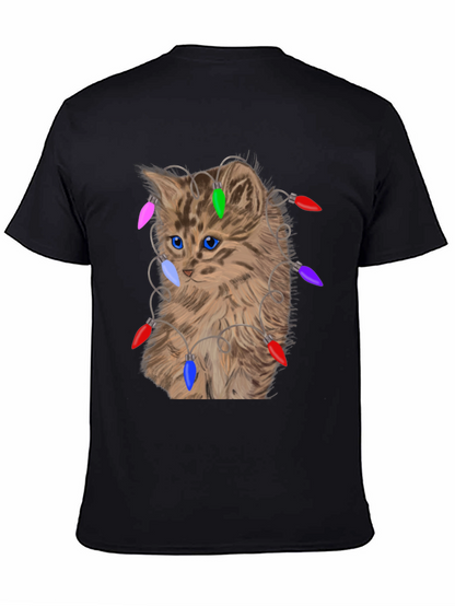 Camiseta Gato Navideño con Luces