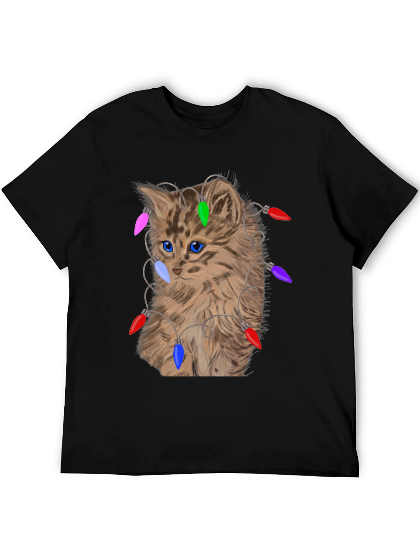 Camiseta Gato Navideño con Luces
