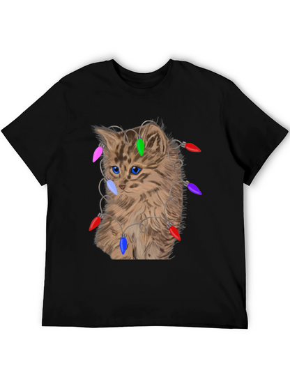 Camiseta Gato Navideño con Luces