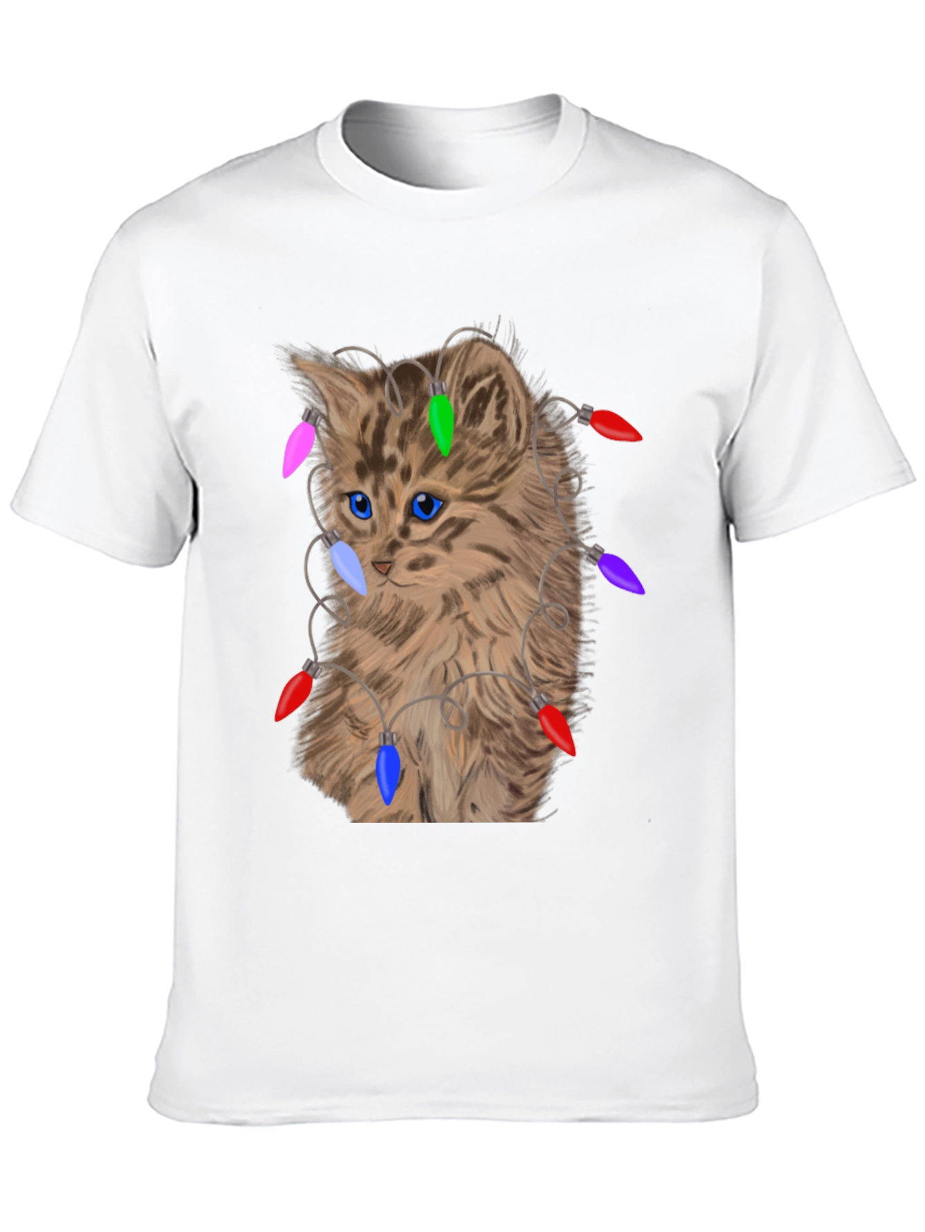 Camiseta Gato Navideño con Luces