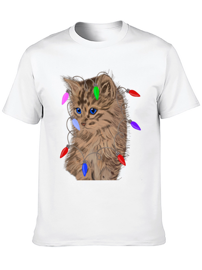 Camiseta Gato Navideño con Luces