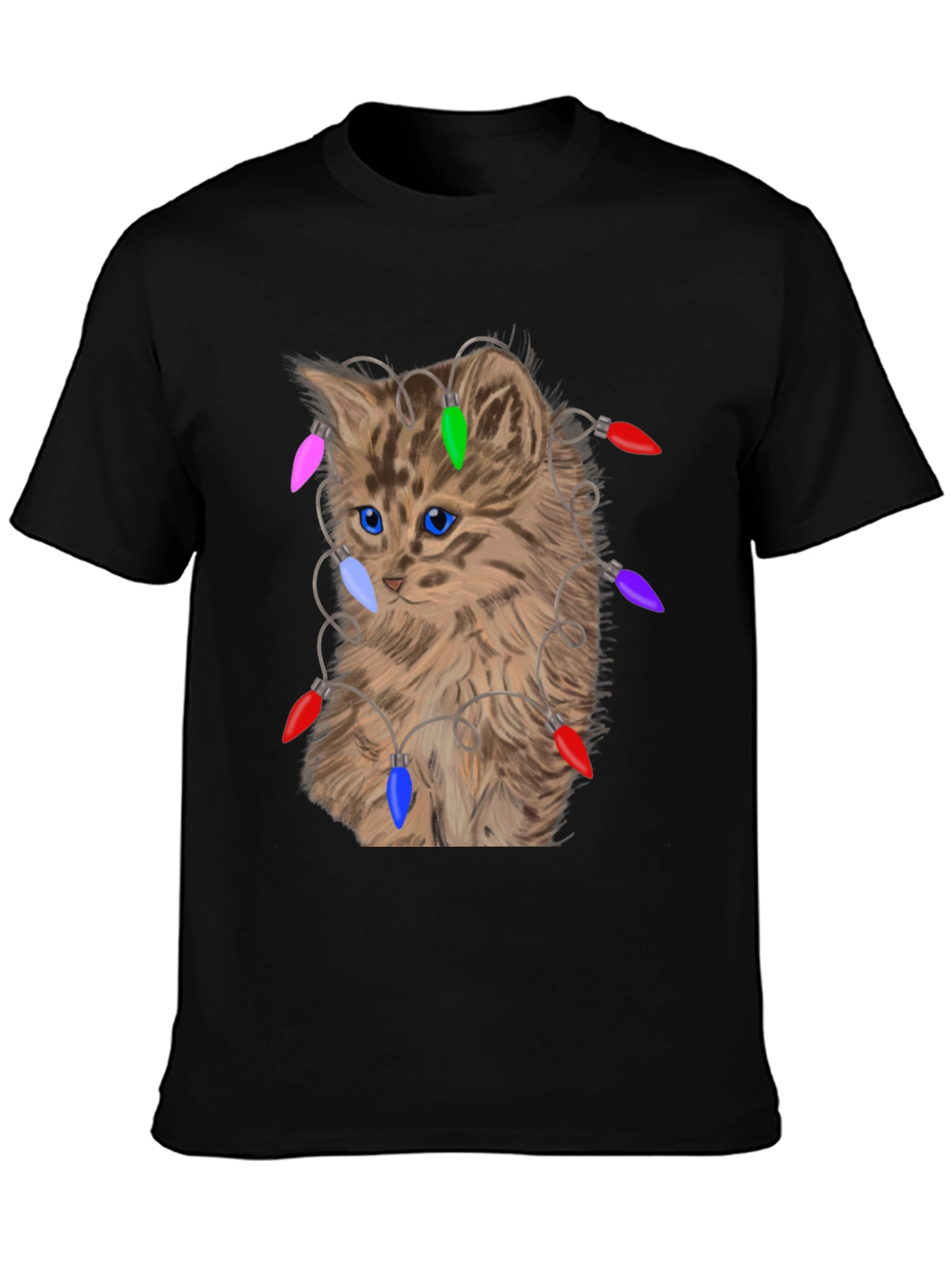 Camiseta Gato Navideño con Luces