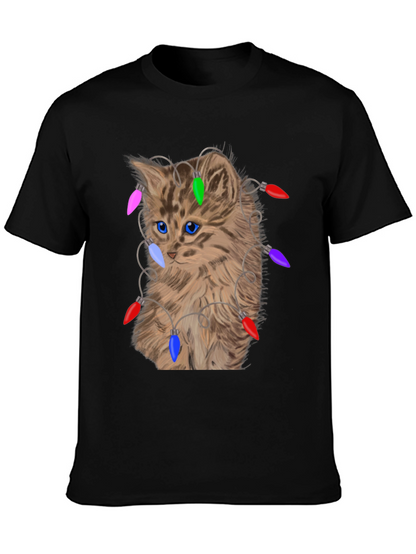 Camiseta Gato Navideño con Luces