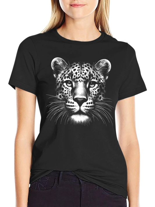 Camiseta Negra con Diseño de Leopardo