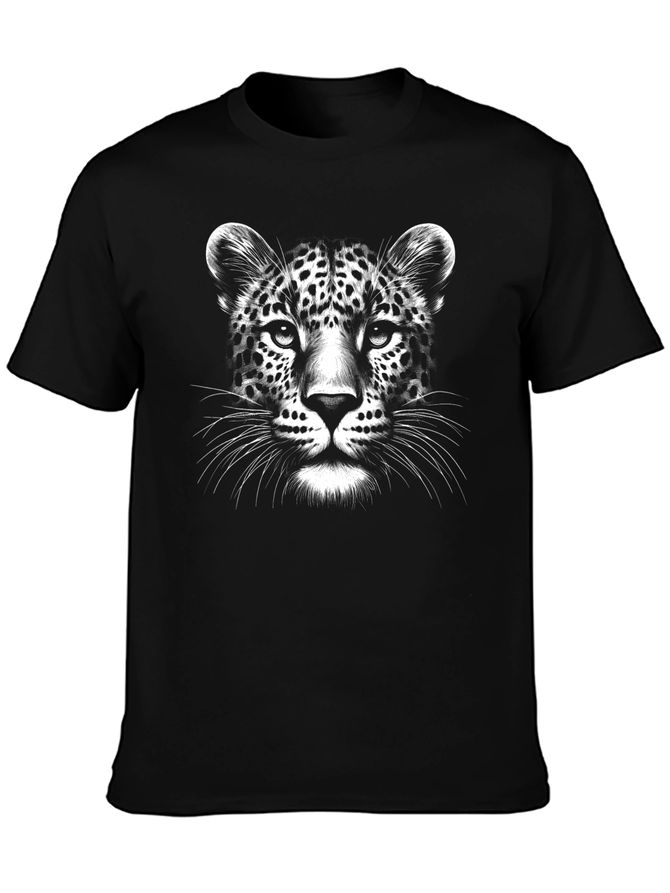 Camiseta Negra con Diseño de Leopardo