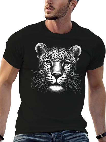 Camiseta Negra con Diseño de Leopardo