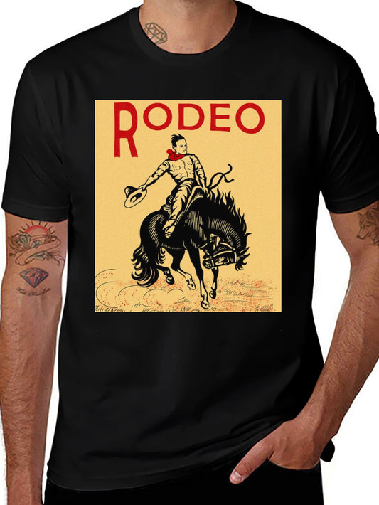 Camiseta Negra con Diseño de Rodeo Vintage