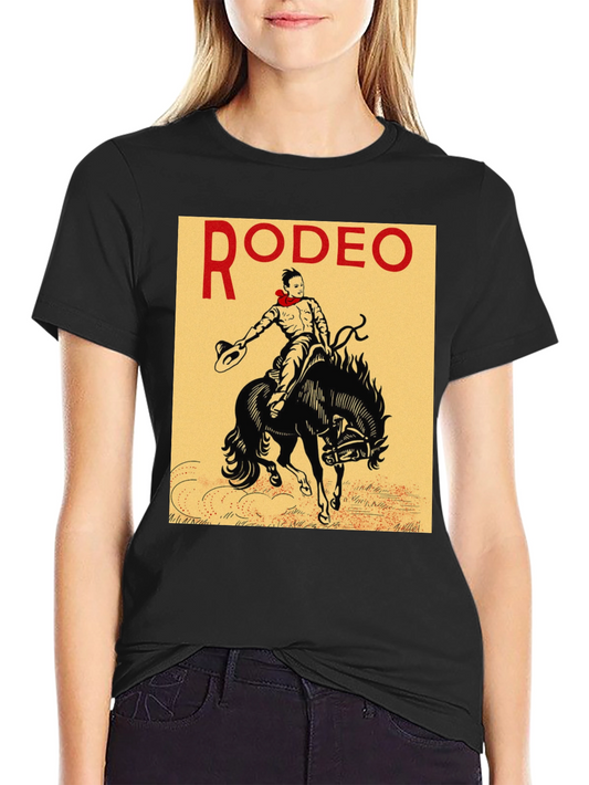 Camiseta Negra con Diseño de Rodeo Vintage