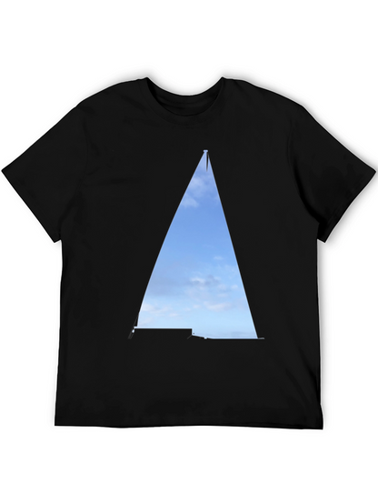 Camiseta Negra con Diseño de Velero Abstracto