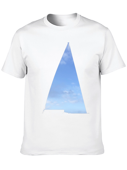 Camiseta Negra con Diseño de Velero Abstracto