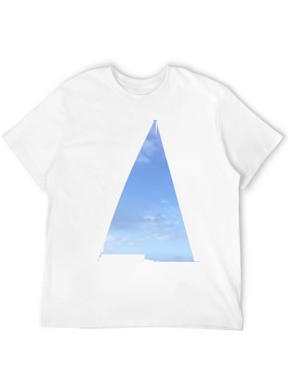 Camiseta Negra con Diseño de Velero Abstracto