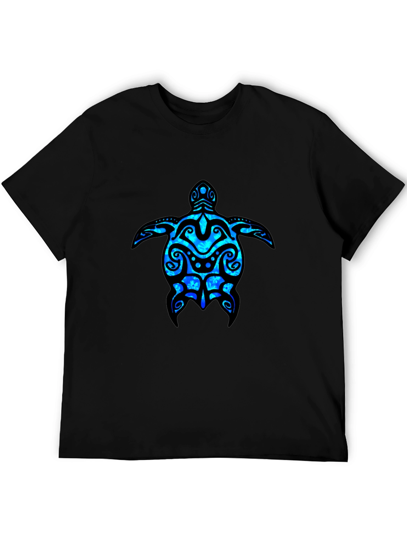 Camiseta Negra con Diseño de Tortuga Marina Azul