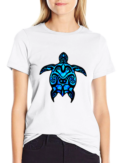 Camiseta Negra con Diseño de Tortuga Marina Azul