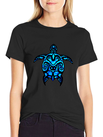 Camiseta Negra con Diseño de Tortuga Marina Azul