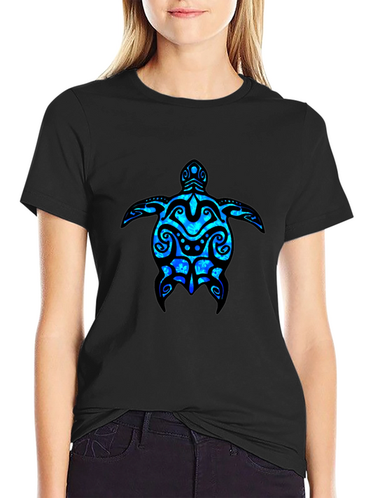 Camiseta Negra con Diseño de Tortuga Marina Azul