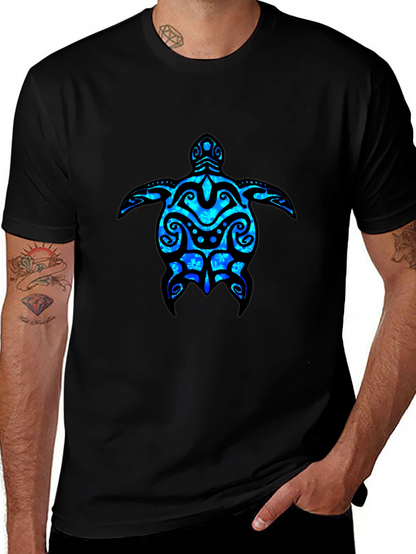 Camiseta Negra con Diseño de Tortuga Marina Azul