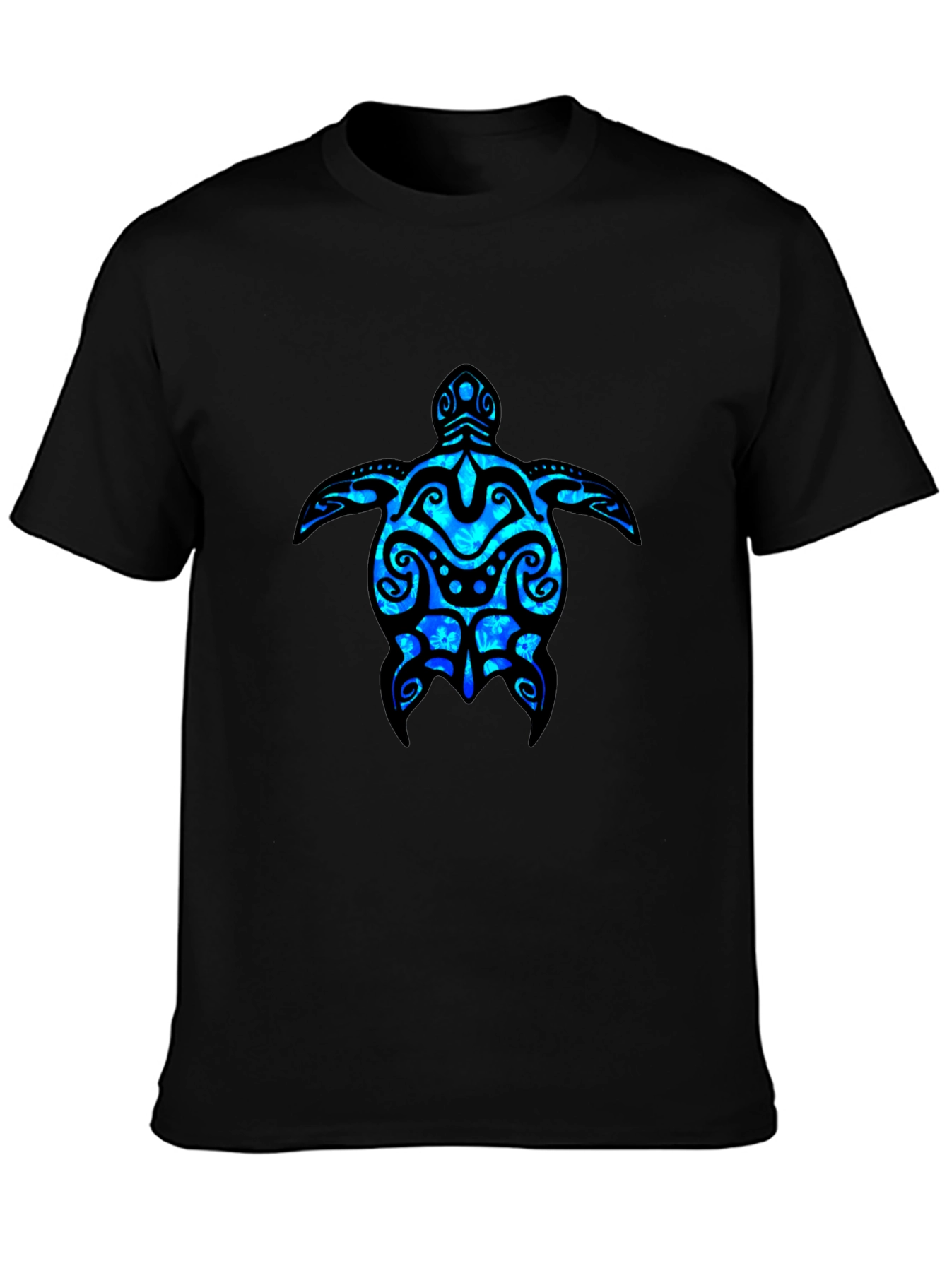 Camiseta Negra con Diseño de Tortuga Marina Azul