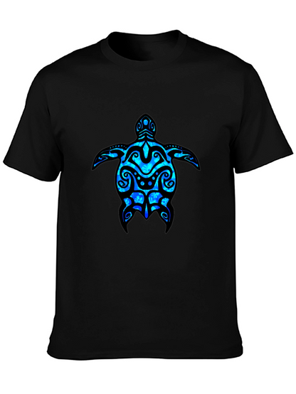 Camiseta Negra con Diseño de Tortuga Marina Azul