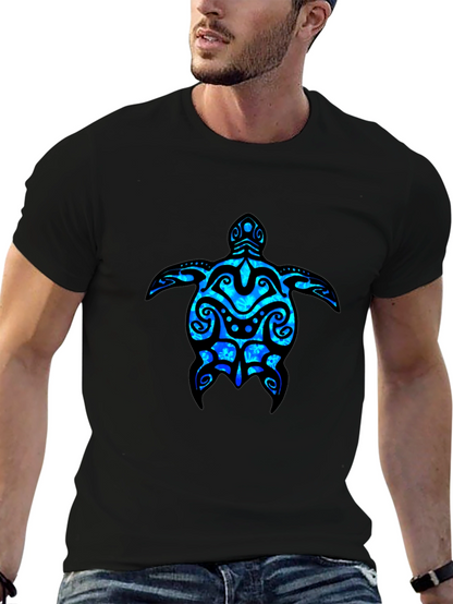 Camiseta Negra con Diseño de Tortuga Marina Azul