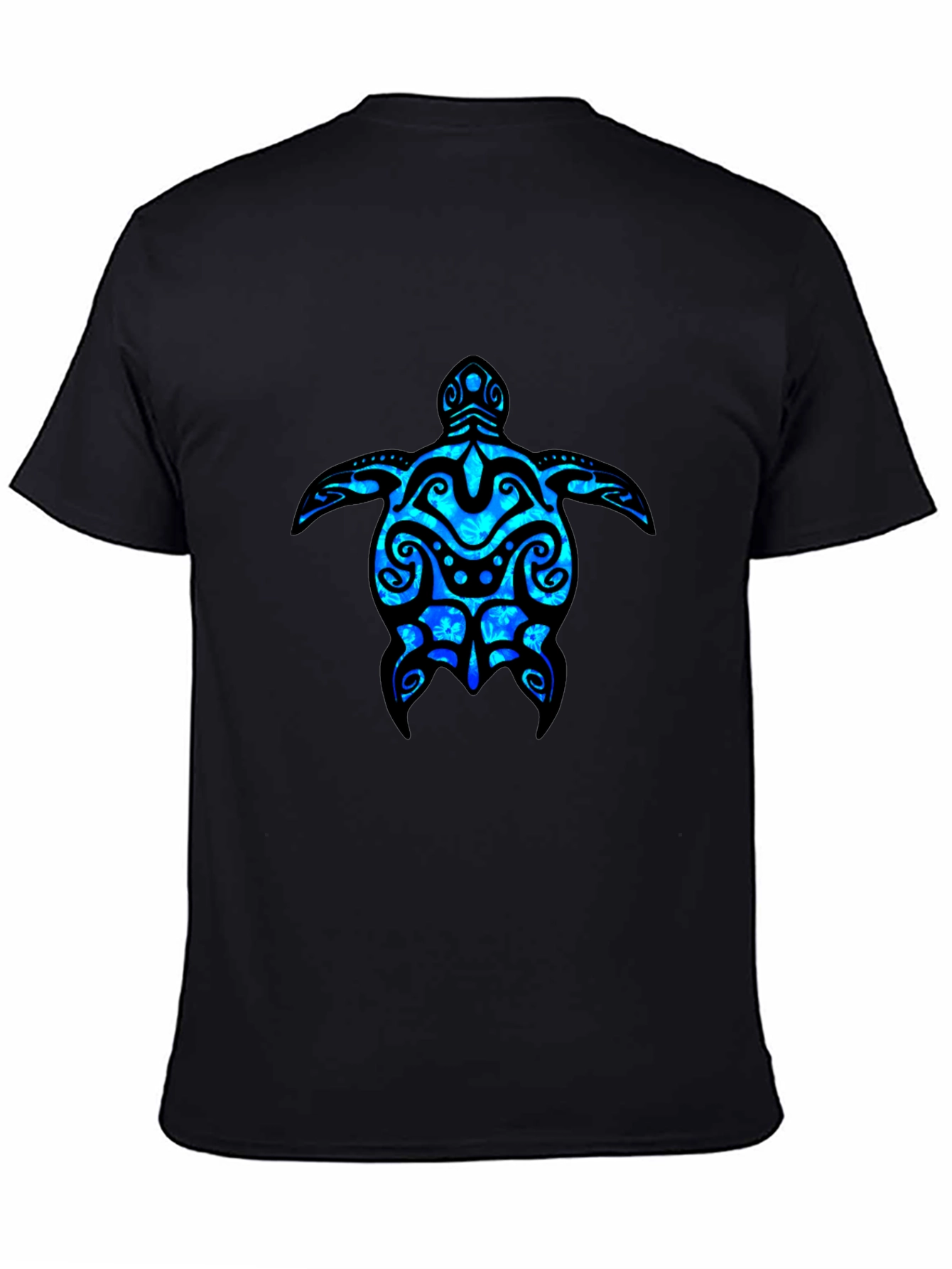 Camiseta Negra con Diseño de Tortuga Marina Azul