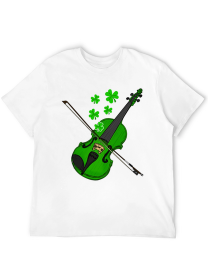 Camiseta Negra con Diseño de Violín Trébol St. Patrick