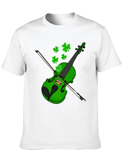Camiseta Negra con Diseño de Violín Trébol St. Patrick