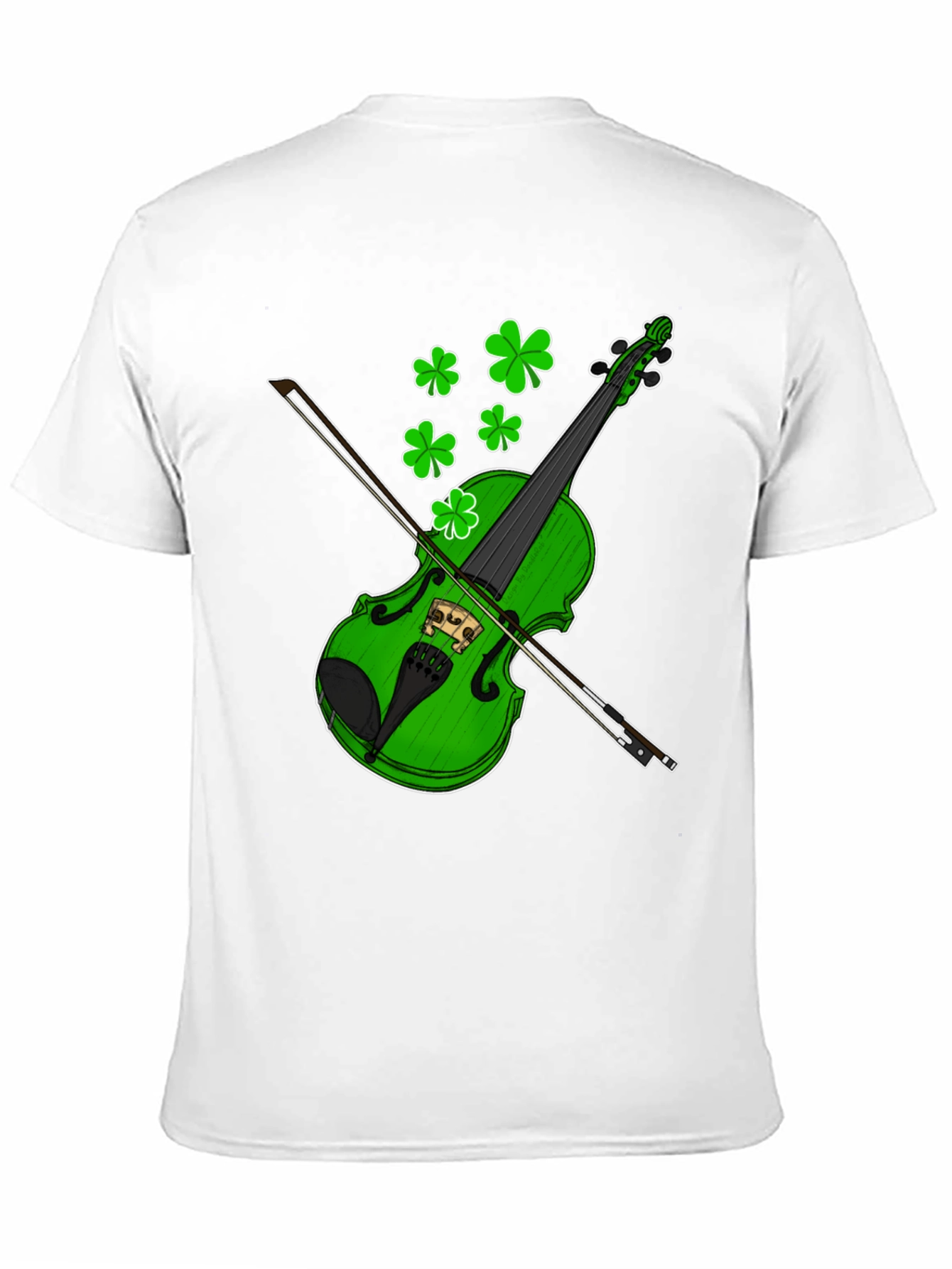 Camiseta Negra con Diseño de Violín Trébol St. Patrick