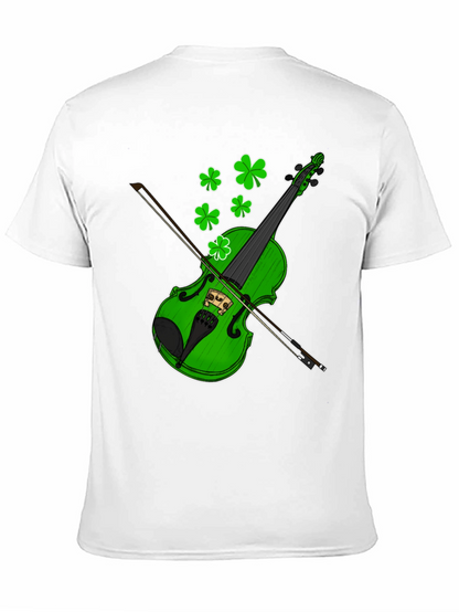 Camiseta Negra con Diseño de Violín Trébol St. Patrick