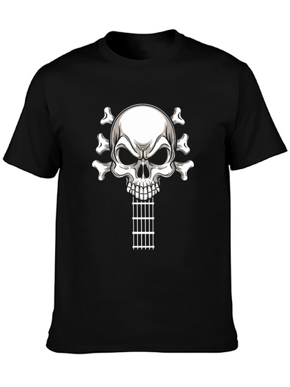 Camiseta Negra con Calavera Guitarra Rock