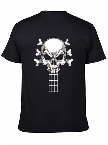Camiseta Negra con Calavera Guitarra Rock