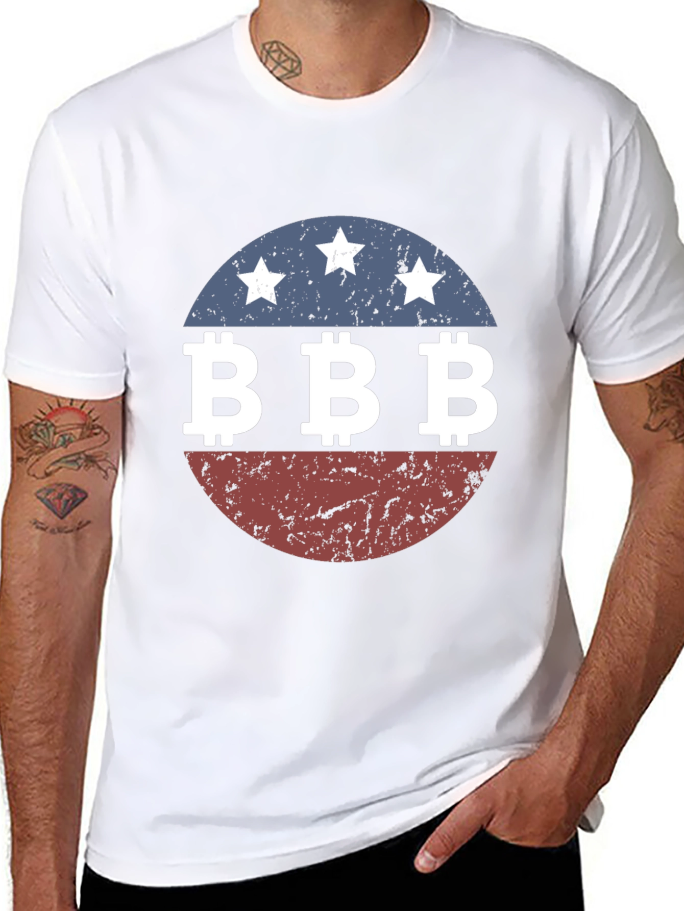 Camiseta Hombre Diseño BBB Estrellas Retro