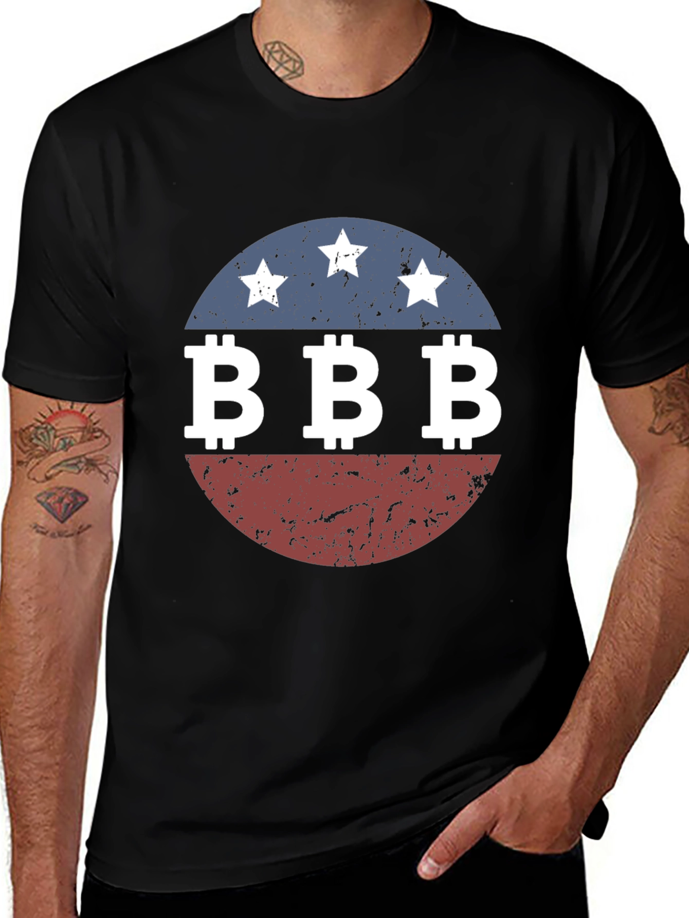 Camiseta Hombre Diseño BBB Estrellas Retro