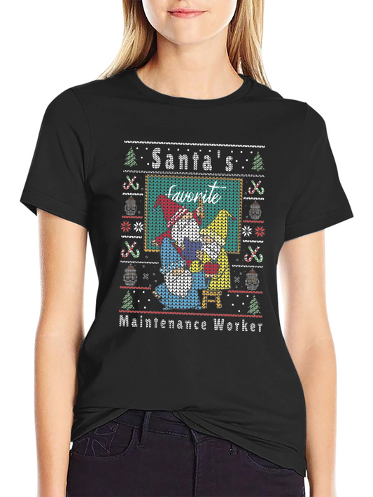 Camiseta Navideña Trabajador de Mantenimiento Favorito de Santa