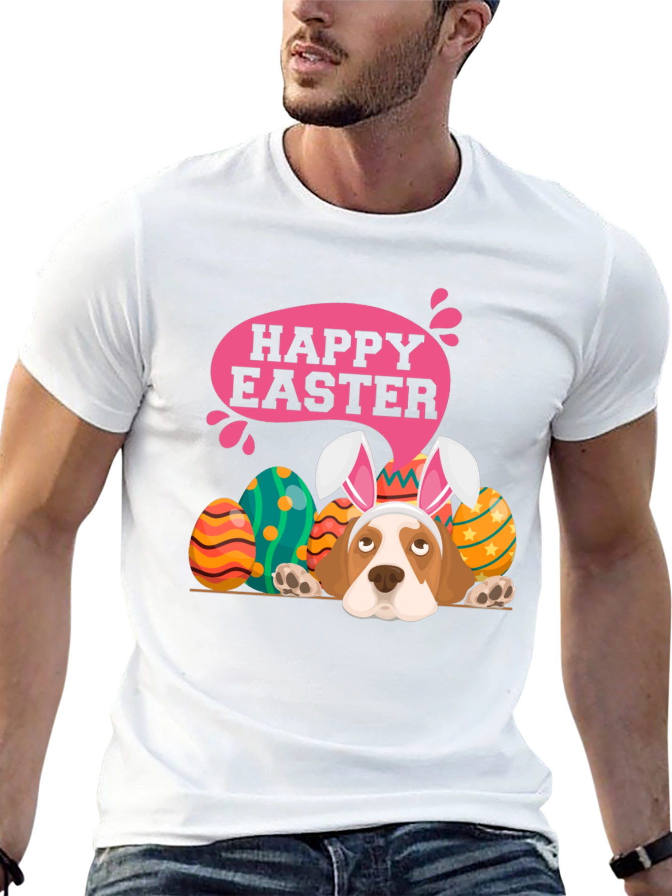 Camiseta Negra con Diseño de Pascua