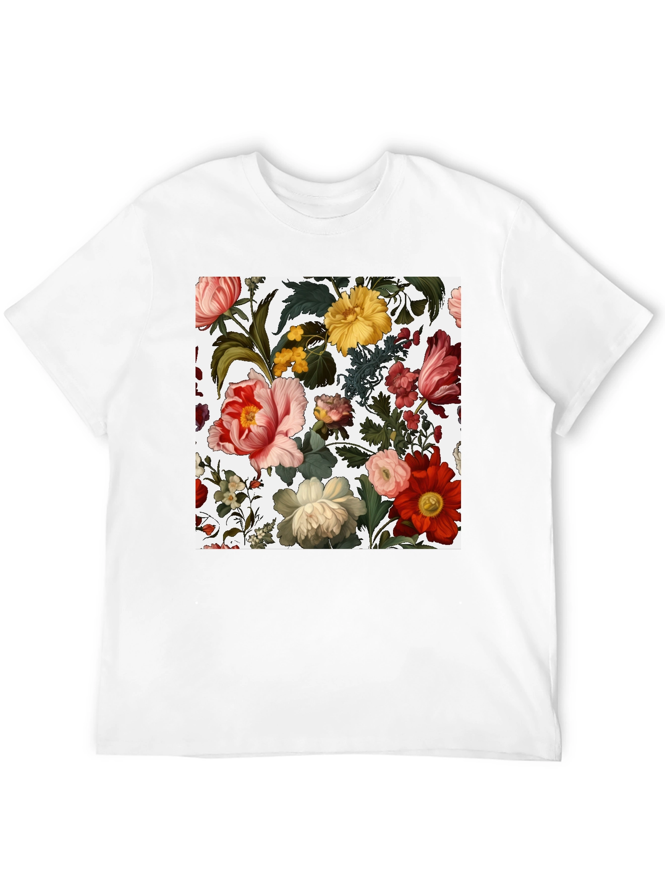 Camiseta Negra con Diseño Floral Clásico