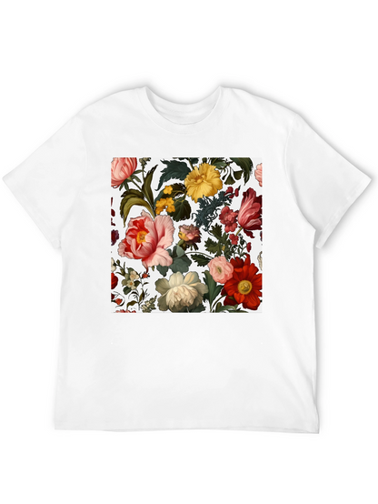 Camiseta Negra con Diseño Floral Clásico