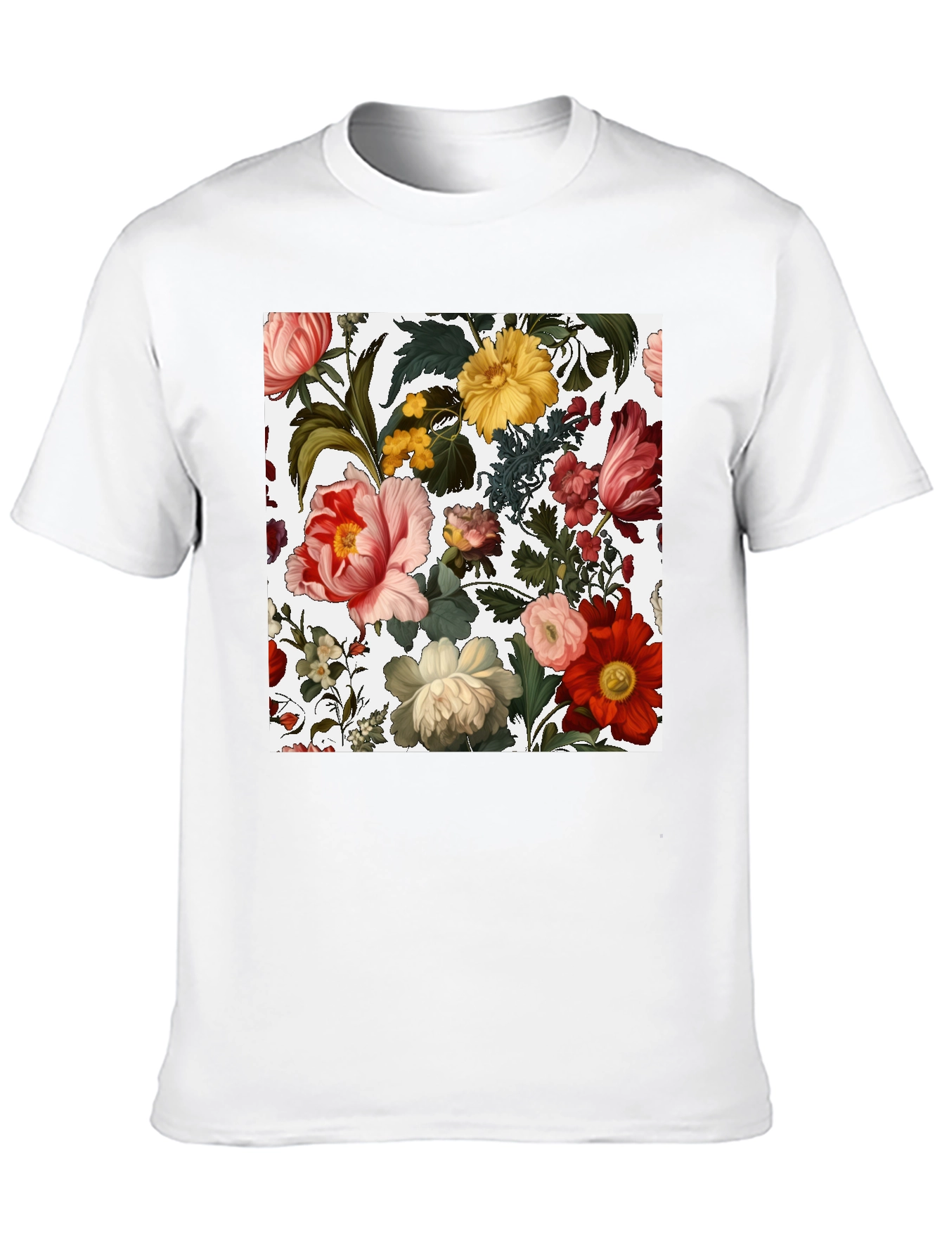 Camiseta Negra con Diseño Floral Clásico